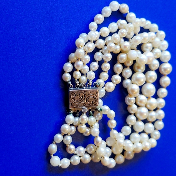 Vintage Jewelry Vintage Pearl Bracelet With Hand Tooled Clasp